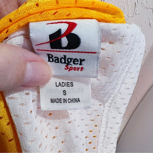 Women's Yellow Mesh Basketball Football Jersey Tank Rage y2k Flame Print Size S - Picture 7 of 7